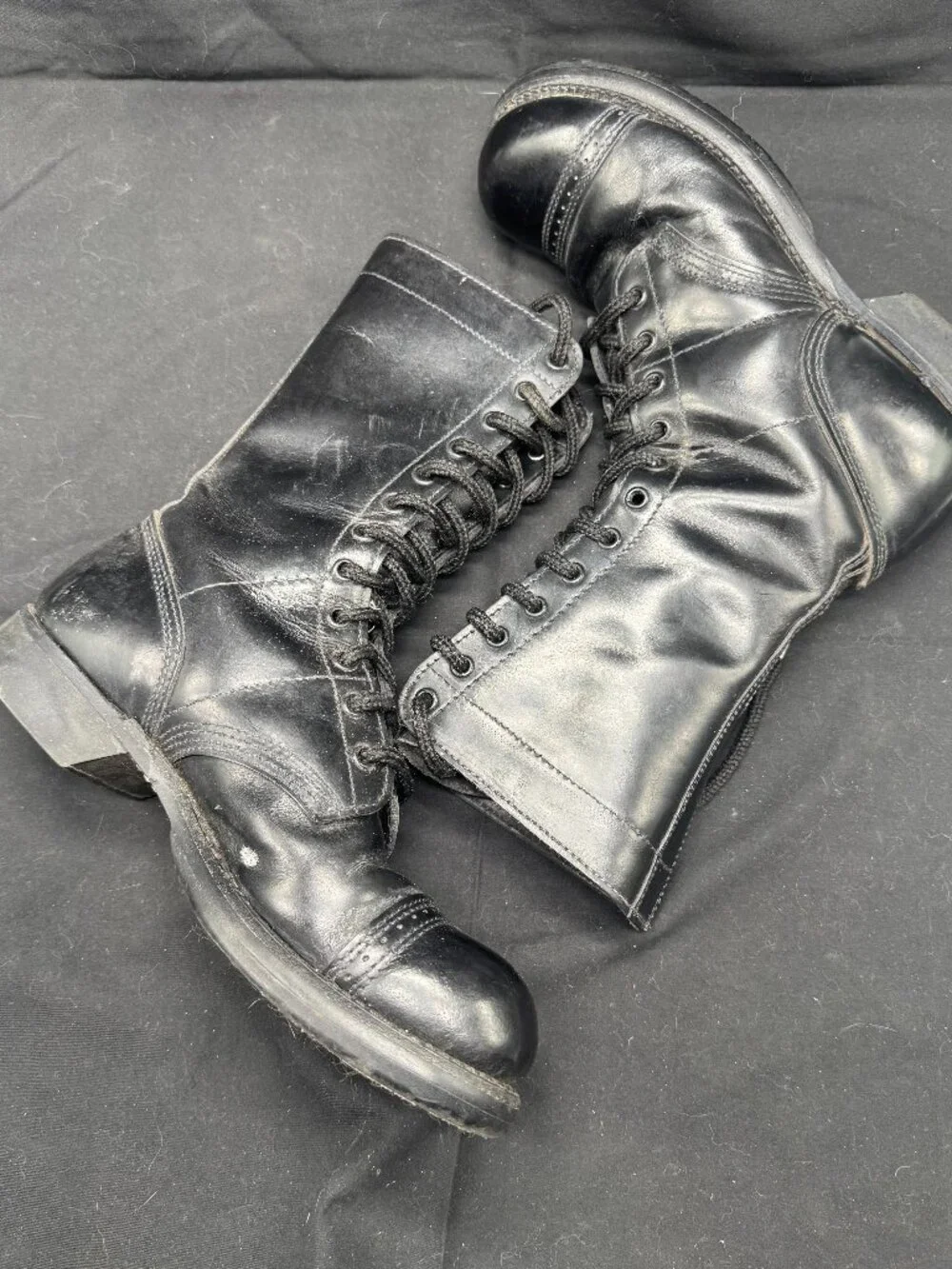 Vintage 1989 Corcoran Black Leather Military Jump Boots Size 6.5